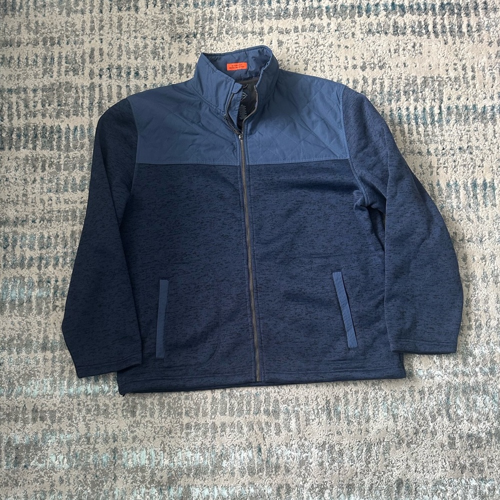 ST. JOHN'S BAY BLUE MENS BIG AND TALL ZIP WINDBLOCK FLEECE JACKET SIZE XXL.